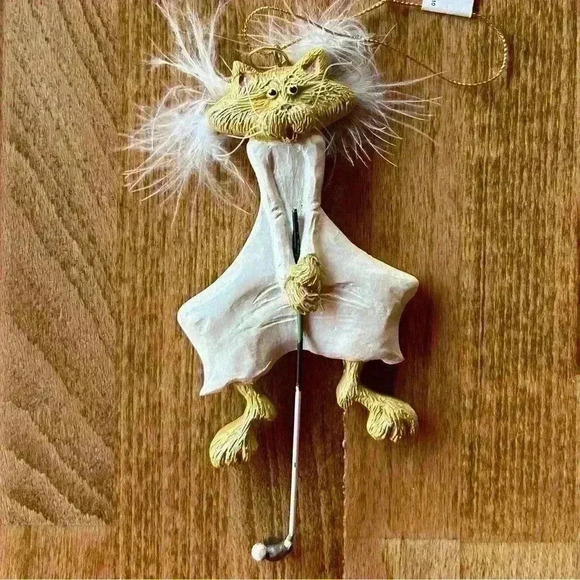 Kurt S. Adler Cat Angel Golfing Christmas Ornament - Picture 1 of 9